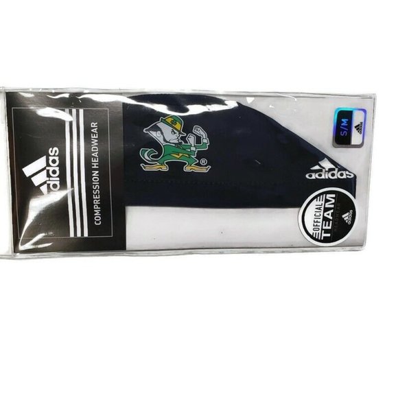 Adidas NCAA Notre Dame Fighting Irish Compression Headwear Navy Blue Size S/M - Picture 3 of 4
